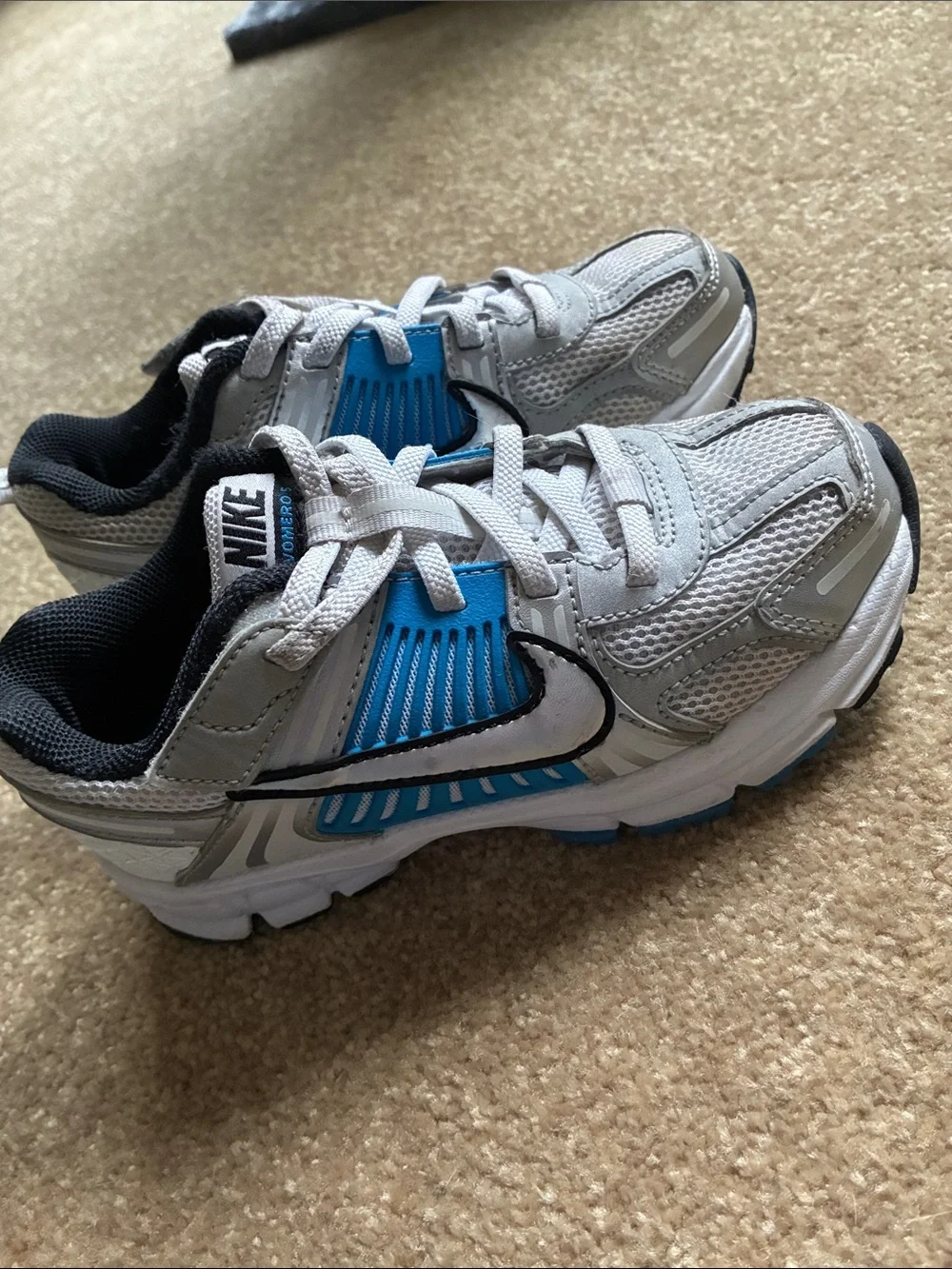 Nike Kids White, Blue & Black Athletic Sneakers